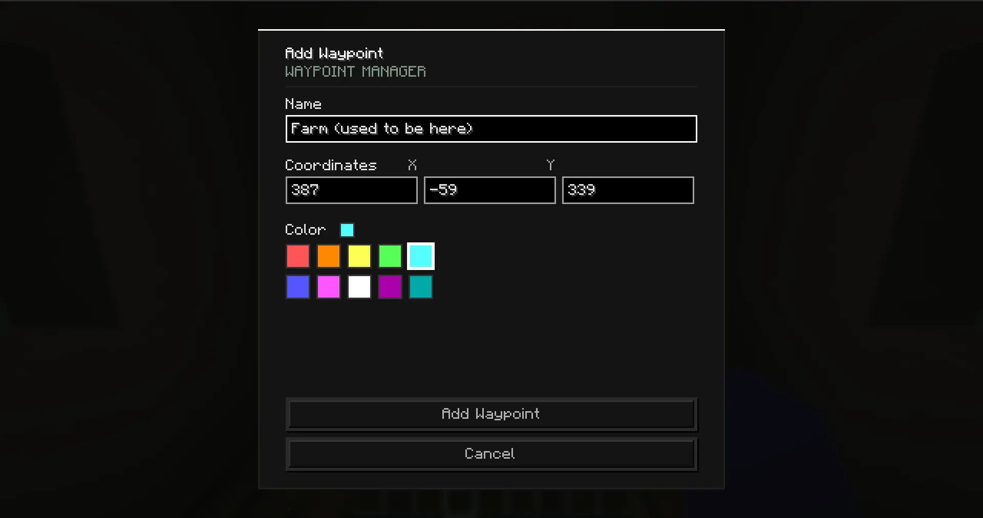 Pawn add waypoint screen