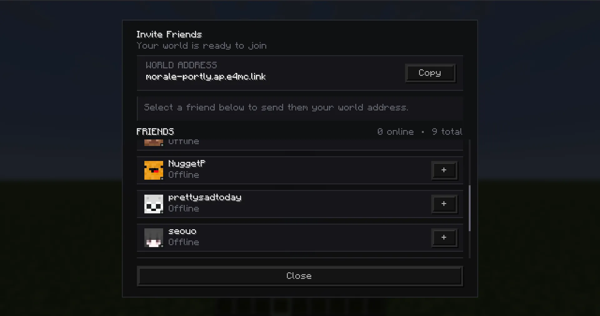Pawn invite friends screen